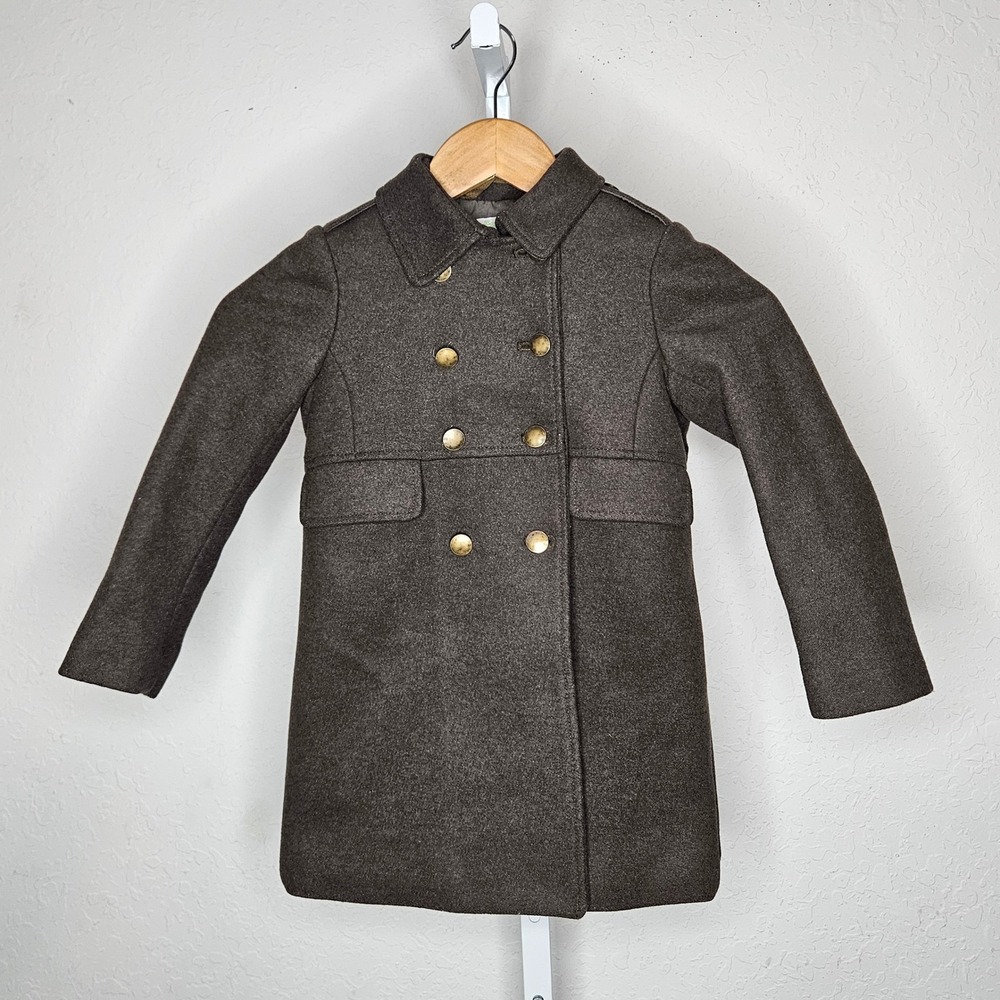 Bonpoint Kids Brown Wool Blend Double Breasted‎ Pea Coat 6 Made in Romania NWOT
